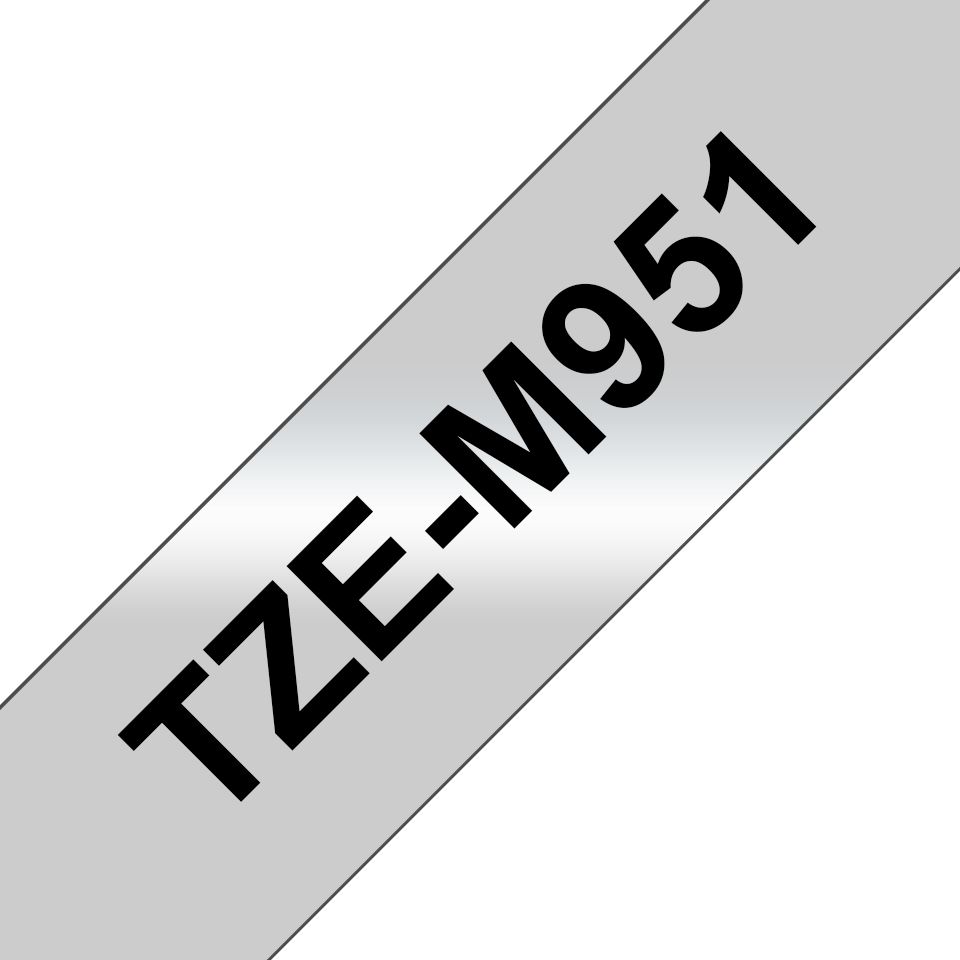 TZE-M951 LAMINATED TAPE 24MM/8M BLACK ON SILVER/METALLIC MATT_2