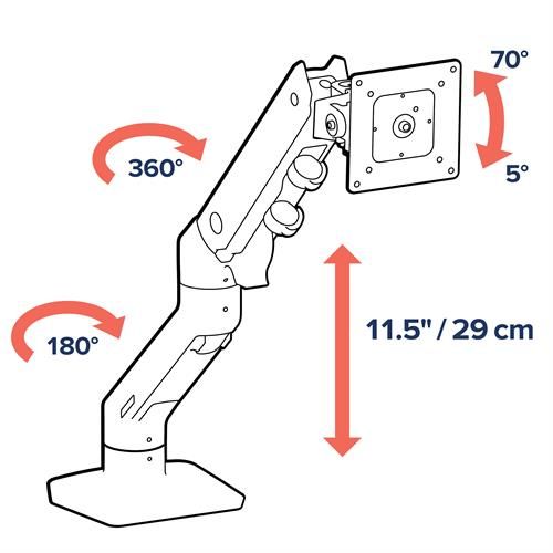 HX DESK SINGLE MONITORARM WHITE/42IN 9-19KG TILT 75 MIS-D 10Y W_4