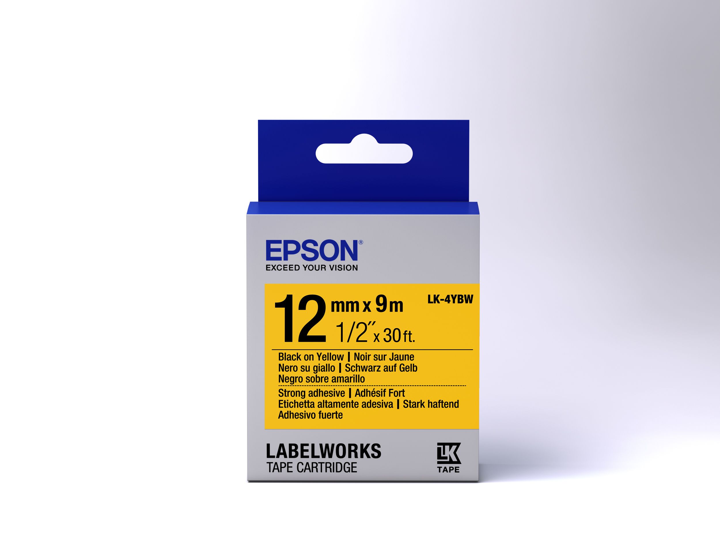 Epson Label Cartridge Strong Adhesive LK-4YBW Black/Yellow 12mm (9m)_2