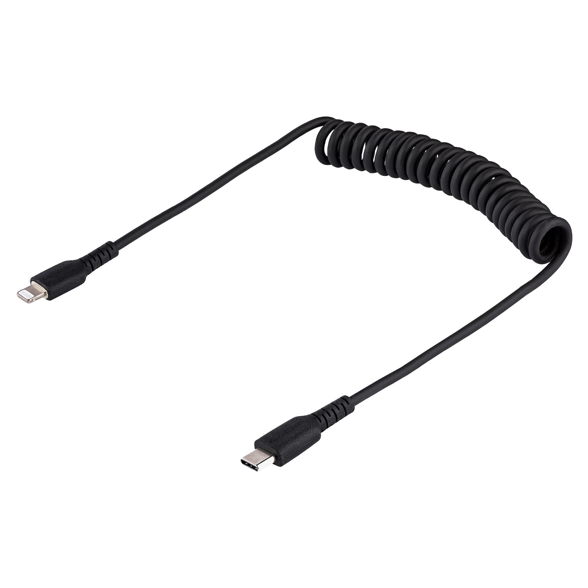 USB C TO LIGHTNING CABLE - 50CM/(20IN) COILED CABLE BLACK_2