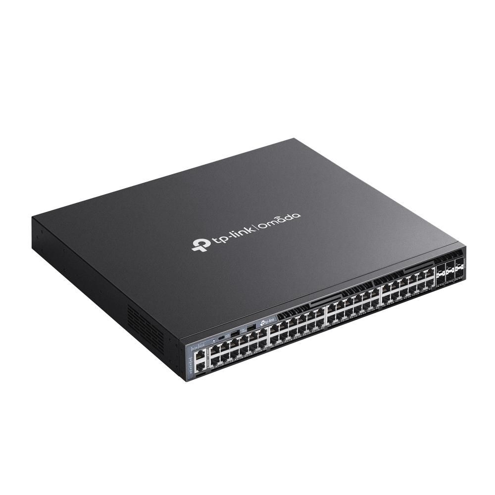 TP-Link Omada switch 48 porturi L3 Managed 6 porturi 10G SG6654X, Interfata: 48× 10/100/1000 Mbps RJ45 Ports, 6× 10G SFP+ Slots, 2× USB 2.0 , 1× RJ45 Console Port, 1× USB Type-C Console Port, 1× RJ45 Management Port, 4 x ventilatoare, Dimensiuni:440 × 380 × 44 mm, Montare in rack, Consum maxim_2