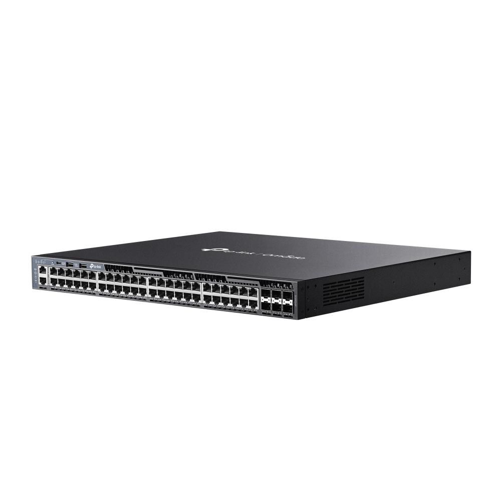 TP-Link Omada switch 48 porturi L3 Managed 6 porturi 10G SG6654X, Interfata: 48× 10/100/1000 Mbps RJ45 Ports, 6× 10G SFP+ Slots, 2× USB 2.0 , 1× RJ45 Console Port, 1× USB Type-C Console Port, 1× RJ45 Management Port, 4 x ventilatoare, Dimensiuni:440 × 380 × 44 mm, Montare in rack, Consum maxim_4