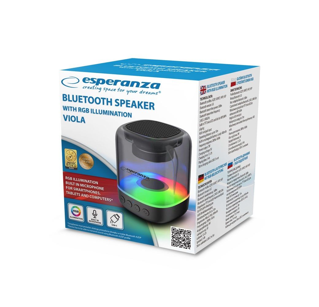 Esperanza EP154 BT FM LED RGB Speaker Black 3W_2