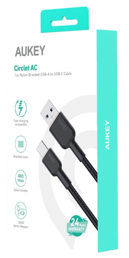 AUKEY CB-NAC1 USB-C Type-C Power Delivery PD 60W 3A 1m Nylon Black_5