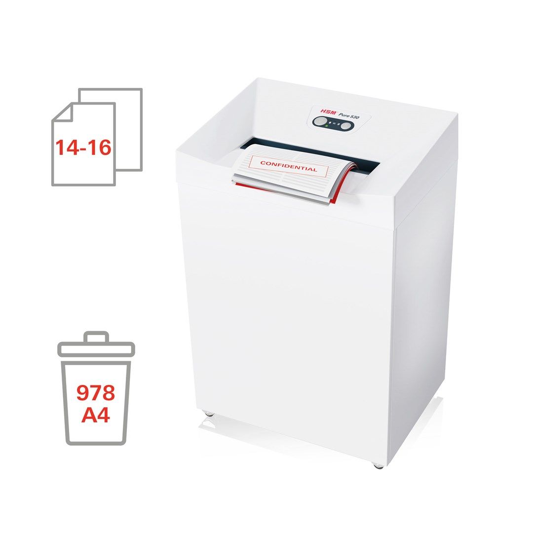 HSM Pure 530 paper shredder Particle-cut shredding 55 dB 30 cm White_4