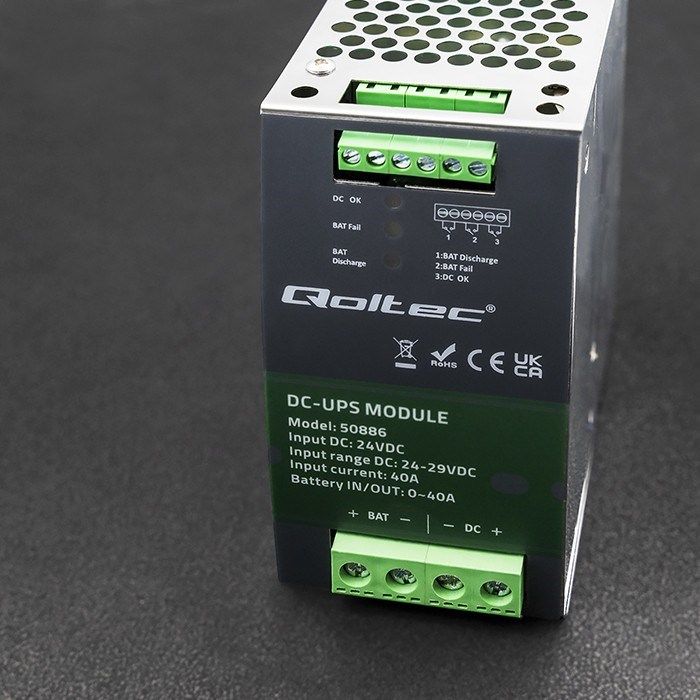 Qoltec 50886 Module UPS DC for DIN rail | 40A | 24V_5