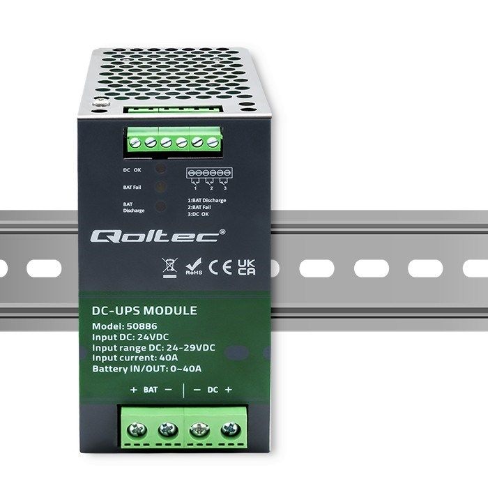 Qoltec 50886 Module UPS DC for DIN rail | 40A | 24V_8