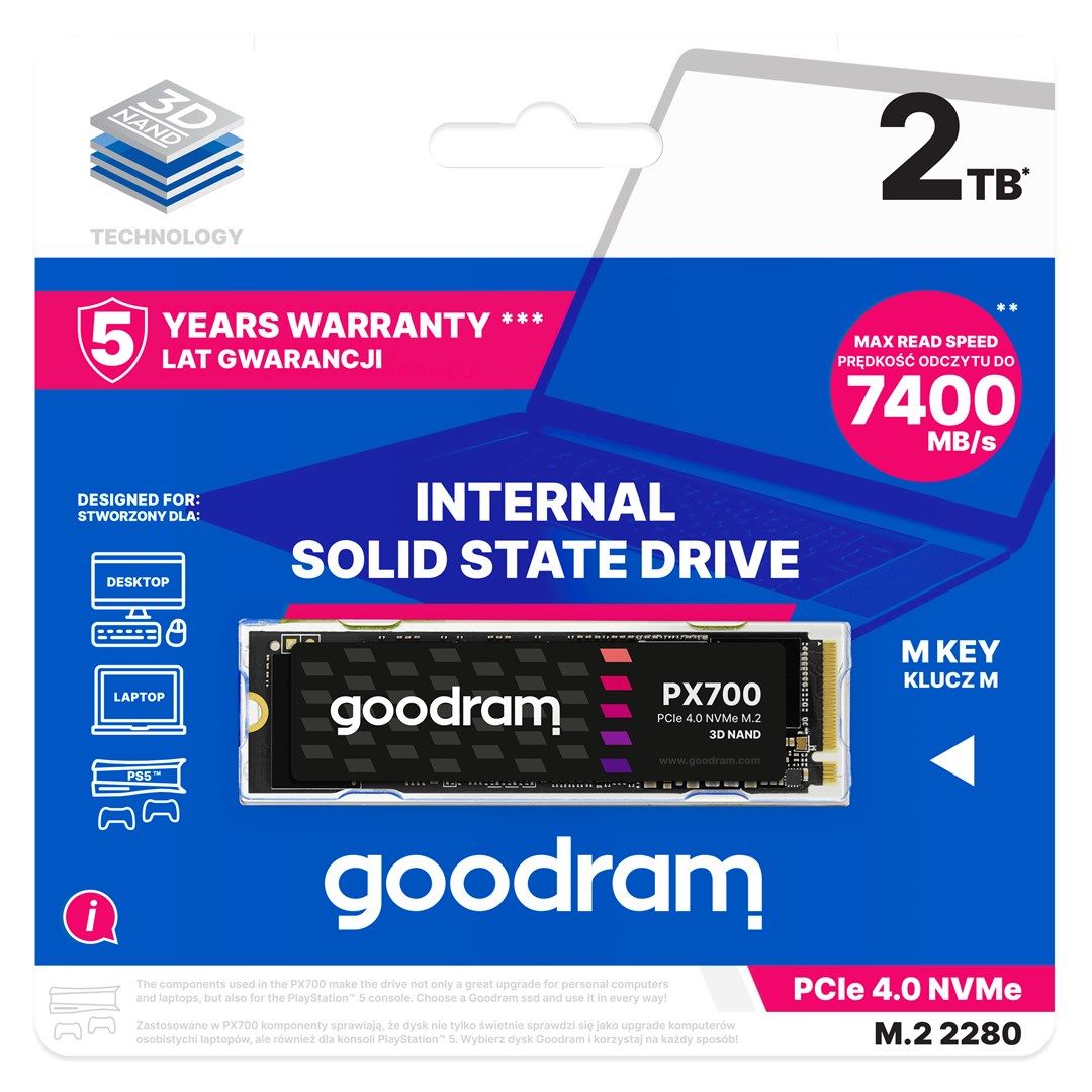 Goodram PX700 SSD SSDPR-PX700-02T-80 internal solid state drive M.2 2.05 TB PCI Express 4.0 3D NAND NVMe_3