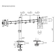 Maclean desk mount for 2 monitors  VESA 75x75 and 100x100  17-32   2x 9kg  MC-754N_12