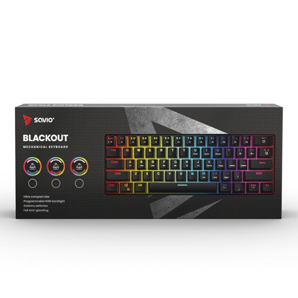 SAVIO Mechanical Keyboard BLACKOUT Blue (Outemu Blue)  black_8