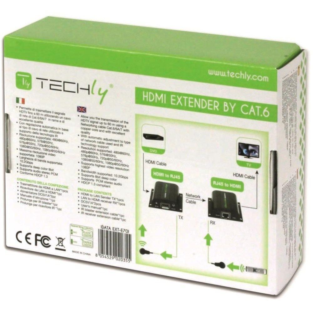 Techly Extender HDMI Full HD on cable Cat.5E / 6 / 6A / 7 max 60m Autoregulated IDATA EXT-E70I_8