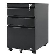 Under-desk cabinet metal container with lock Maclean  on wheels  black  MC-850_1