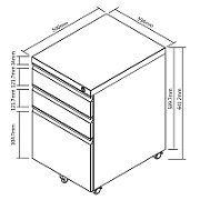 Under-desk cabinet metal container with lock Maclean  on wheels  black  MC-850_2