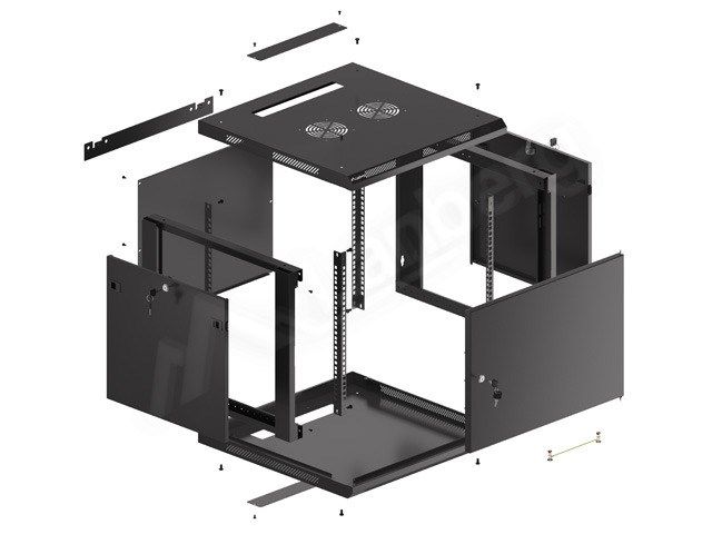 Lanberg WF01-6609-00B rack cabinet 9U Wall mounted rack Black_3