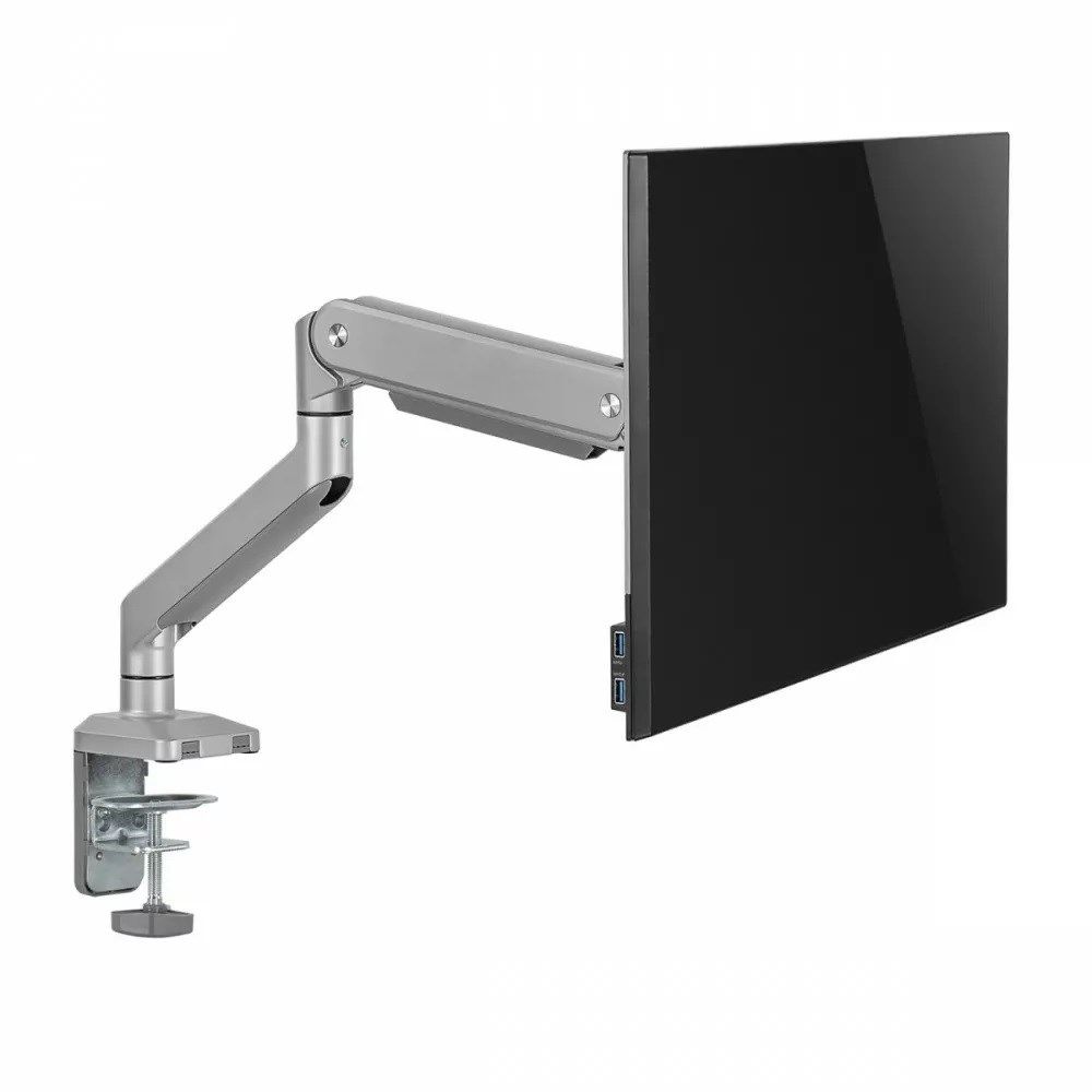 Ergo Office Aluminium Monitor Mount with Gas Spring  Double Arm  VESA 75x75/100x100  17 -32  10 kg Silver  ER-447_5