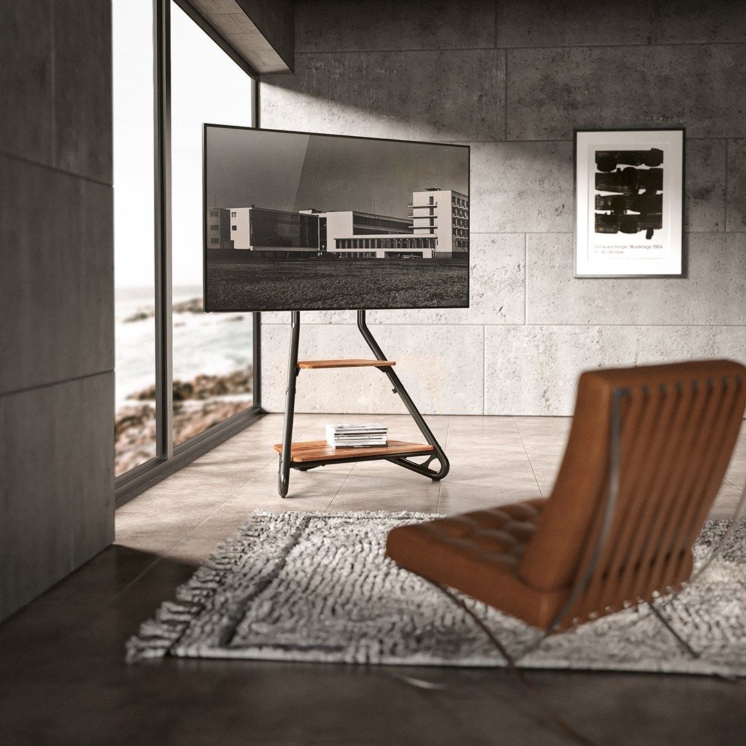 Maclean MC-455 Freestanding Corner TV Stand in Bauhaus Style  Free-standing TV Holder with Two Levels  Made of Wood  Load Capacity up to 10 kg  TV Mount up to 40 kg  37-75''  Max. VESA 600x400  Max. Height 1460mm_6