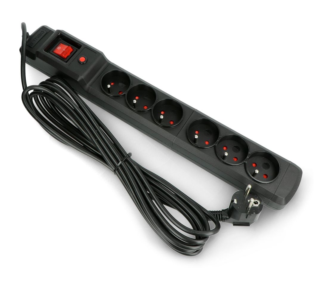 Armac M6 Rack 19  | Power strip | surge protector  6 sockets  5m cable  black_2