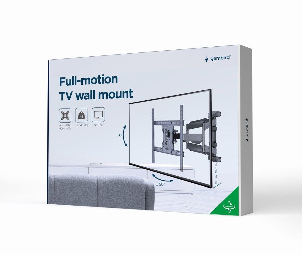 Gembird WM-75ST-01 Full motion TV wall mount  32”-75” (45 kg)_12