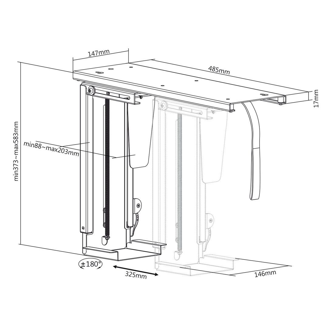 Maclean computer mount  adjustable  max. 10kg  Black  MC-885 B_7