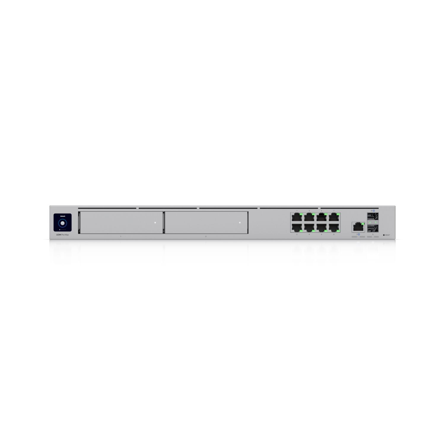 Ubiquiti rack-mount Cloud Gateway with 10 Gbps performance, multi-WAN load balancing, and two NVR drive bays designed for large-scale, multi-application UniFi sites_4