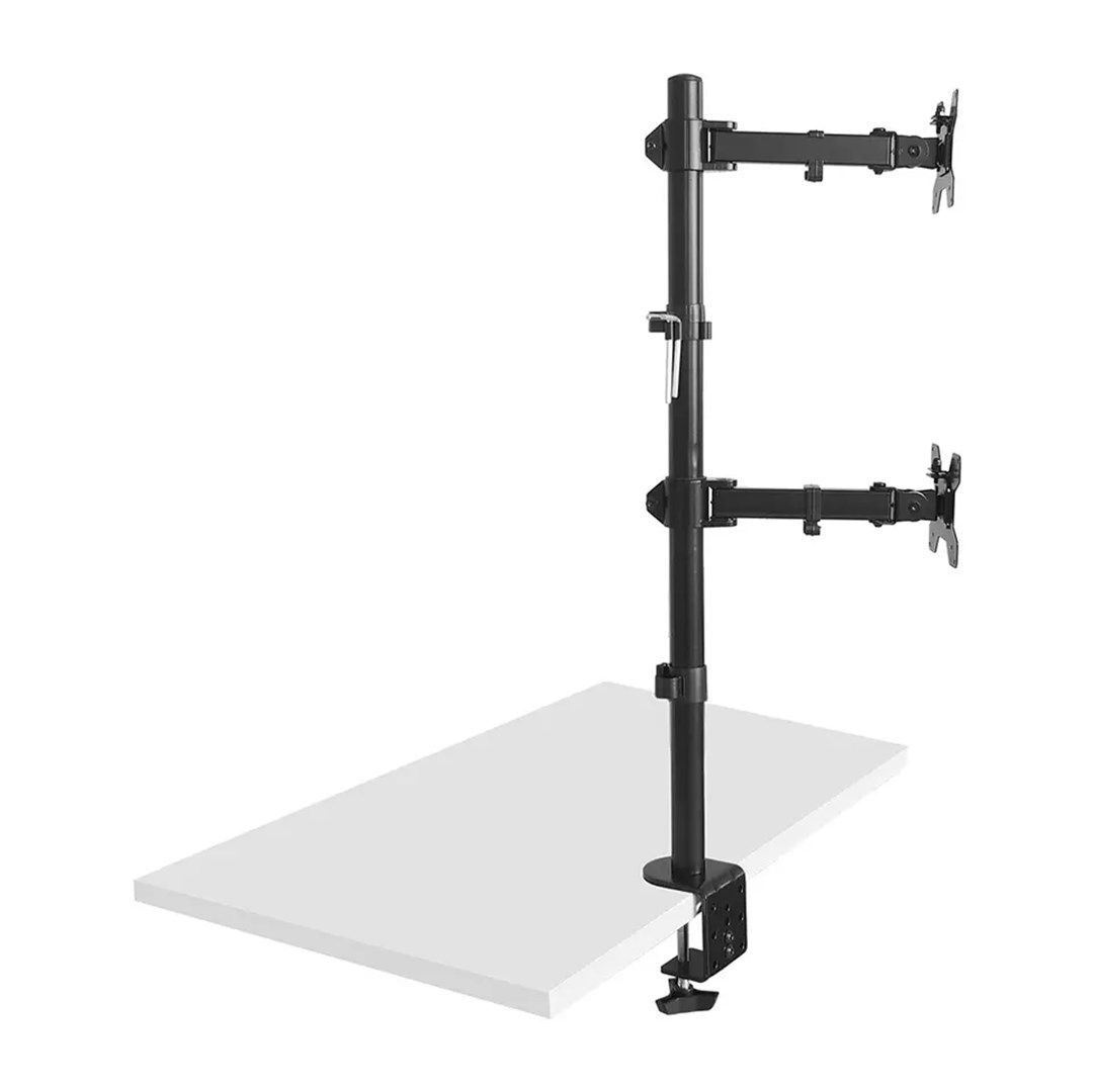 Maclean MC-967 Double Vertical Monitor Desk Mount Screen Holder max VESA 100x100  13-27   2x 9kg Powder Coated Tilting Rotating Adjustable_2