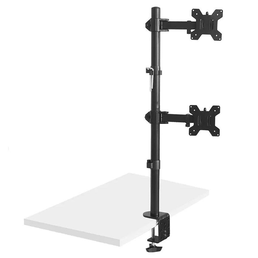 Maclean MC-967 Double Vertical Monitor Desk Mount Screen Holder max VESA 100x100  13-27   2x 9kg Powder Coated Tilting Rotating Adjustable_4