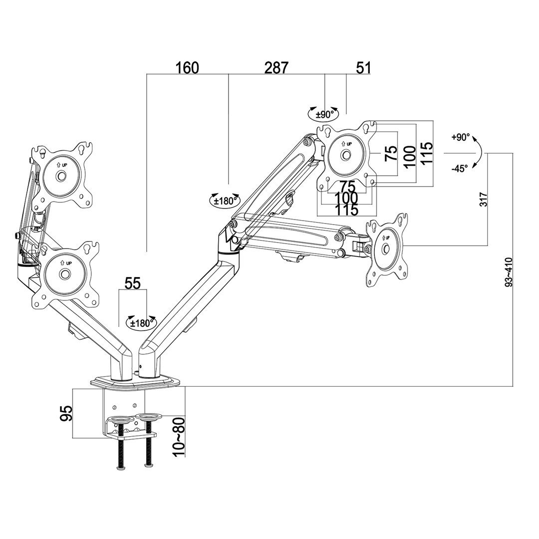 Maclean 2 Monitor Mount  Gas Spring  13 -27   7kg  Black  MC-861N_6