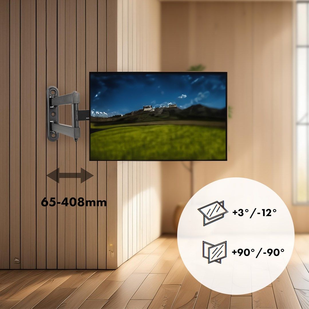 Maclean MC-418 TV Monitor Full Motion Wall Mount 23 -43  30kg max VESA 200x200 Black Tilting Rotating Adjustable Wall Distance Holder Bracket Sturdy Powder Coating_5