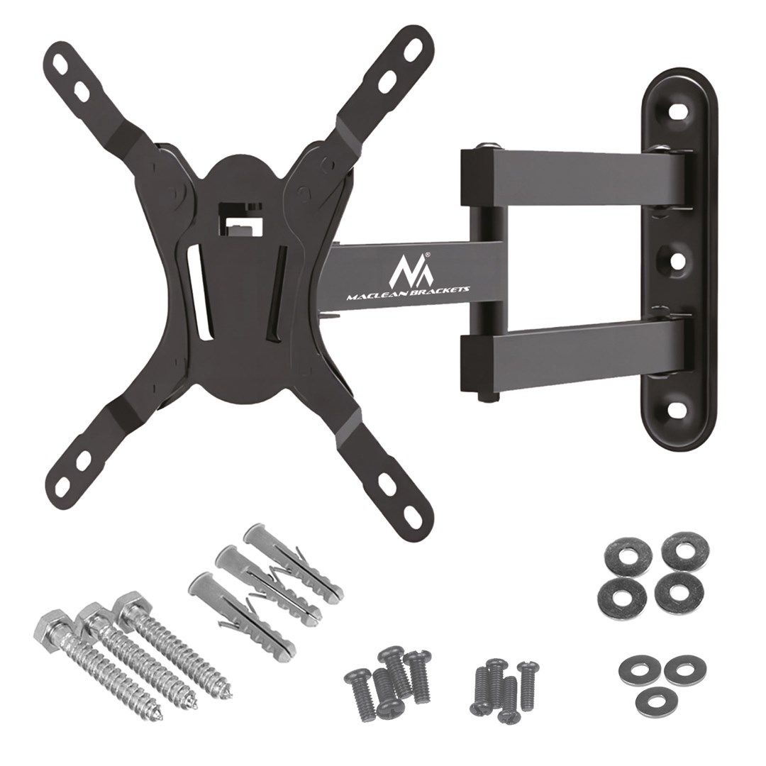 Maclean MC-418 TV Monitor Full Motion Wall Mount 23 -43  30kg max VESA 200x200 Black Tilting Rotating Adjustable Wall Distance Holder Bracket Sturdy Powder Coating_7