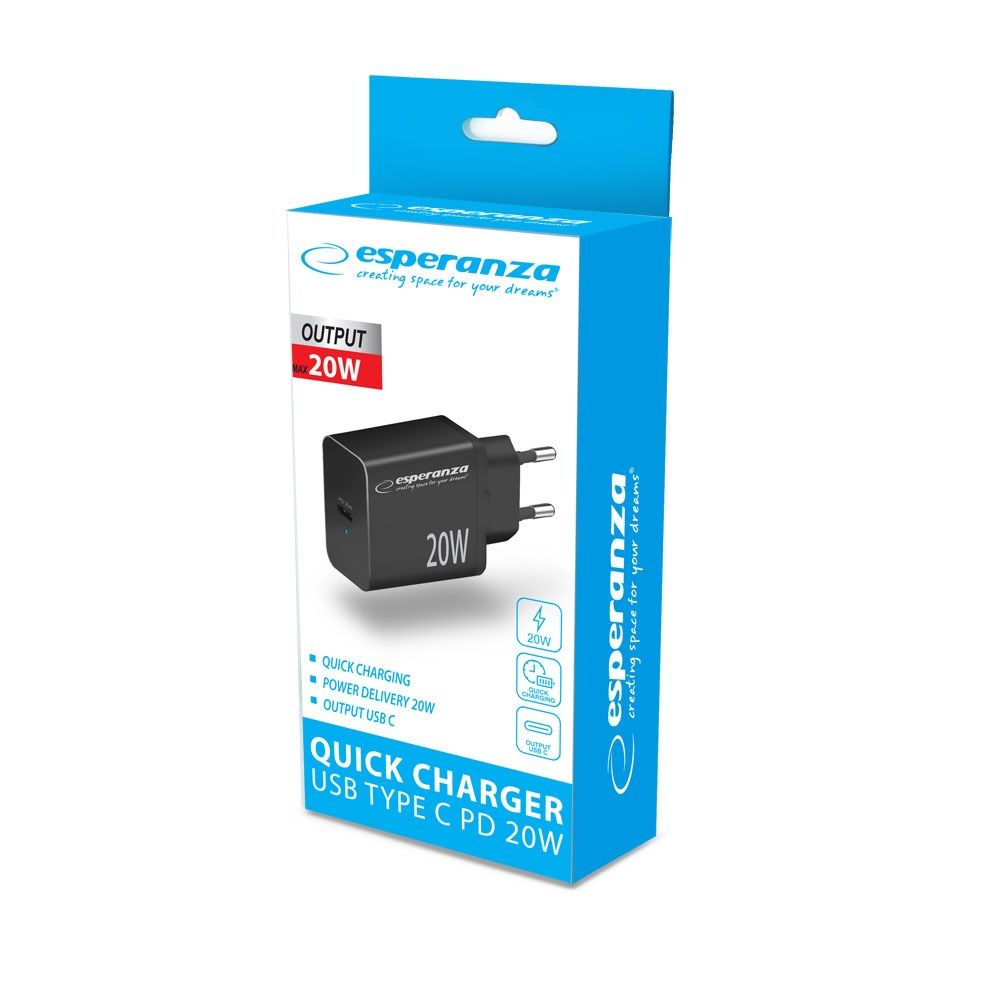 Esperanza EZC104K mains charger 20W Black_5