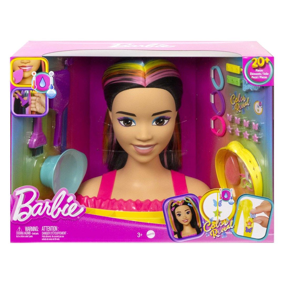 Barbie Styling Head Neon Rainbow Black Hair HMD81 MATTEL_6