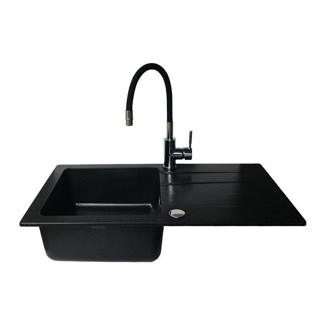 BALI sink (62x44) 1B1D black + Lungo mixer tap_2