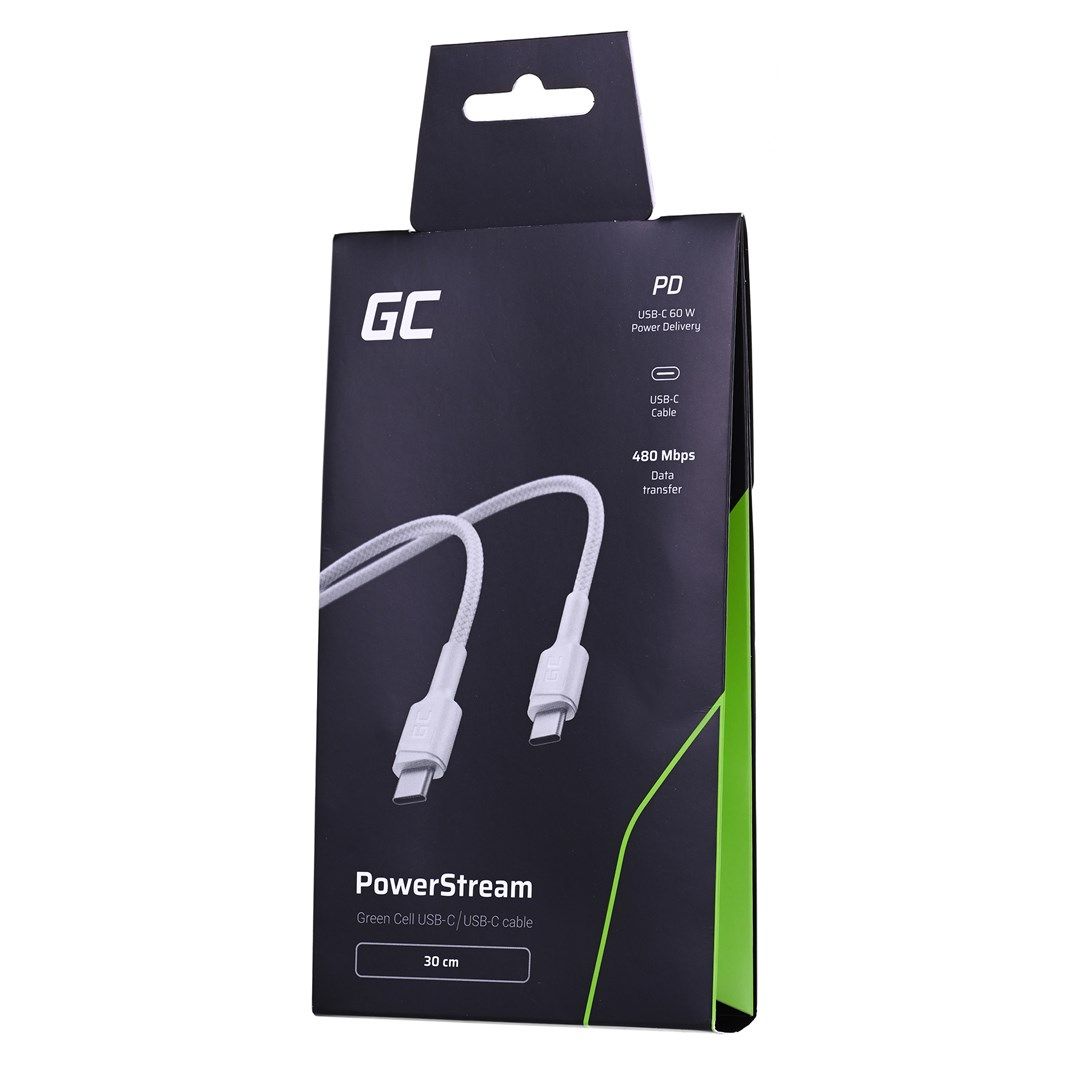 Green Cell GC PowerStream USB cable USB 3.2 Gen 1 (3.1 Gen 1) 0.3 m USB C White_6