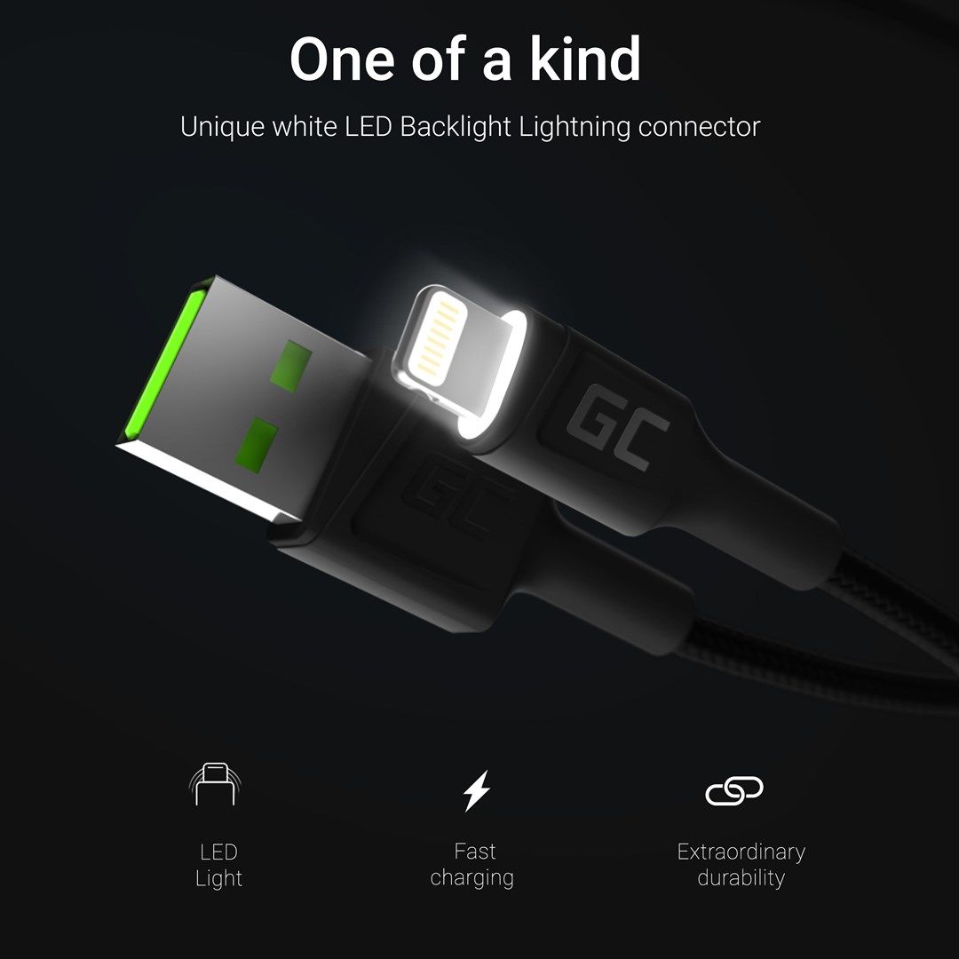 Green Cell KABGC12 lightning cable 2 m Black_4