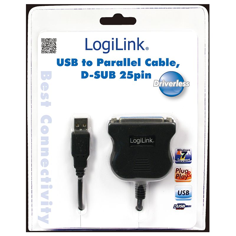 CABLU USB LOGILINK adaptor, USB 2.0 (T) la Paralel (D-Sub 25-pin), 1.5m, conecteaza port USB cu imprimanta cu port paralel, negru, 