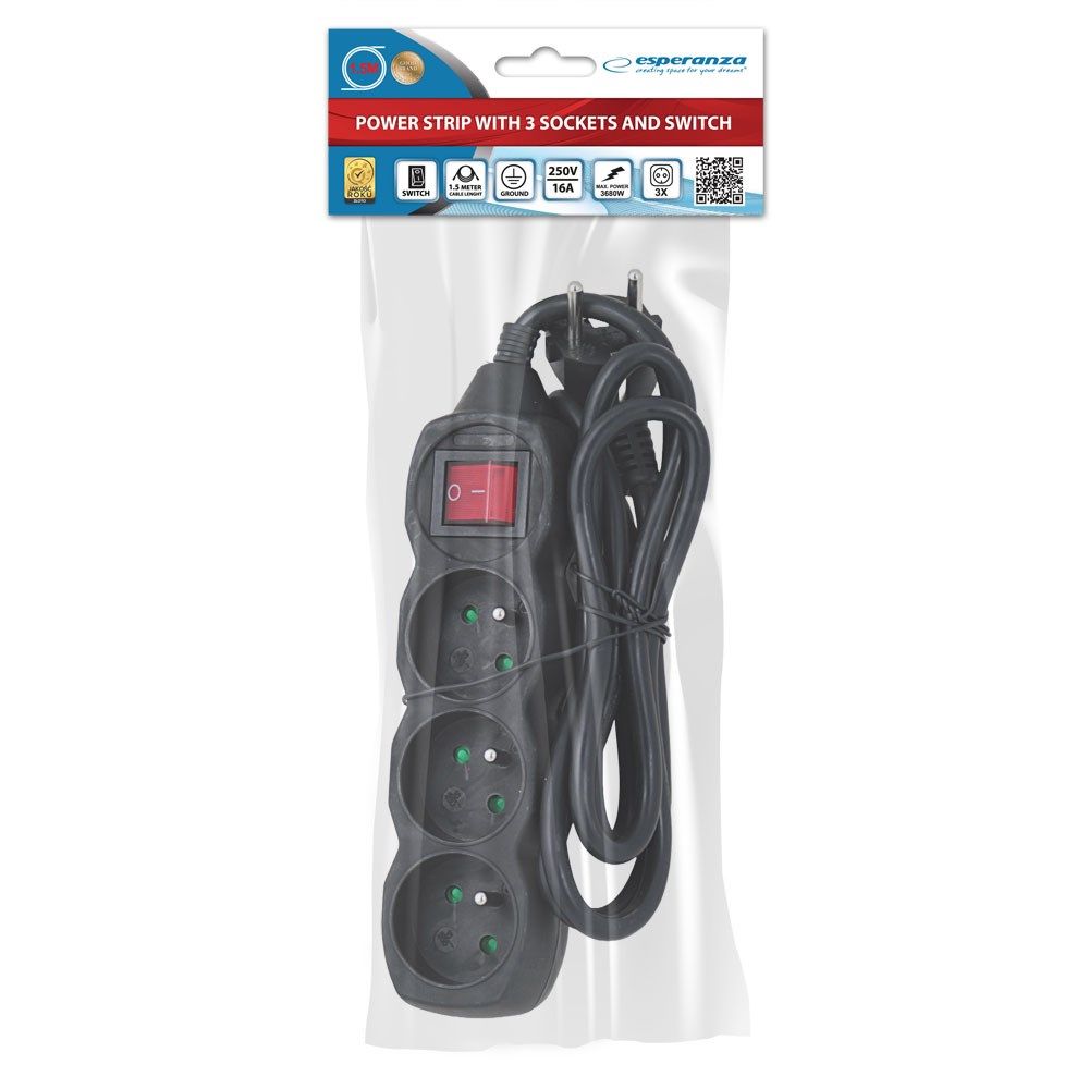 Esperanza ELK210K Power strip 3GN/1 5M Black_4