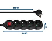 Esperanza ELK213K Power strip 4GN/3M Black_2