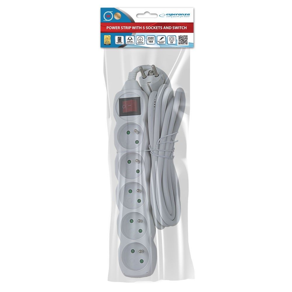 Esperanza ELK215W Power strip 5GN/3M White_4