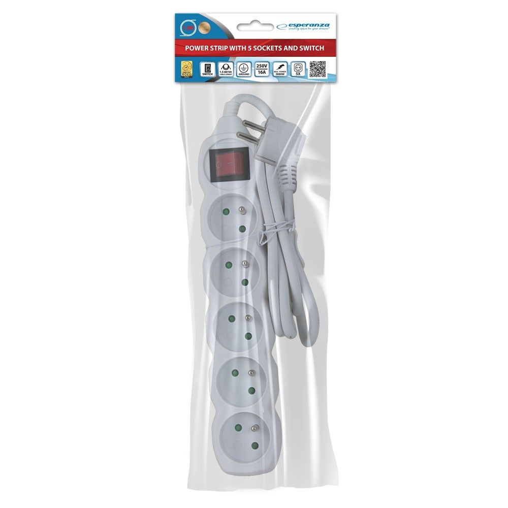 Esperanza ELK214W Power strip 5GN/1.5M White_4