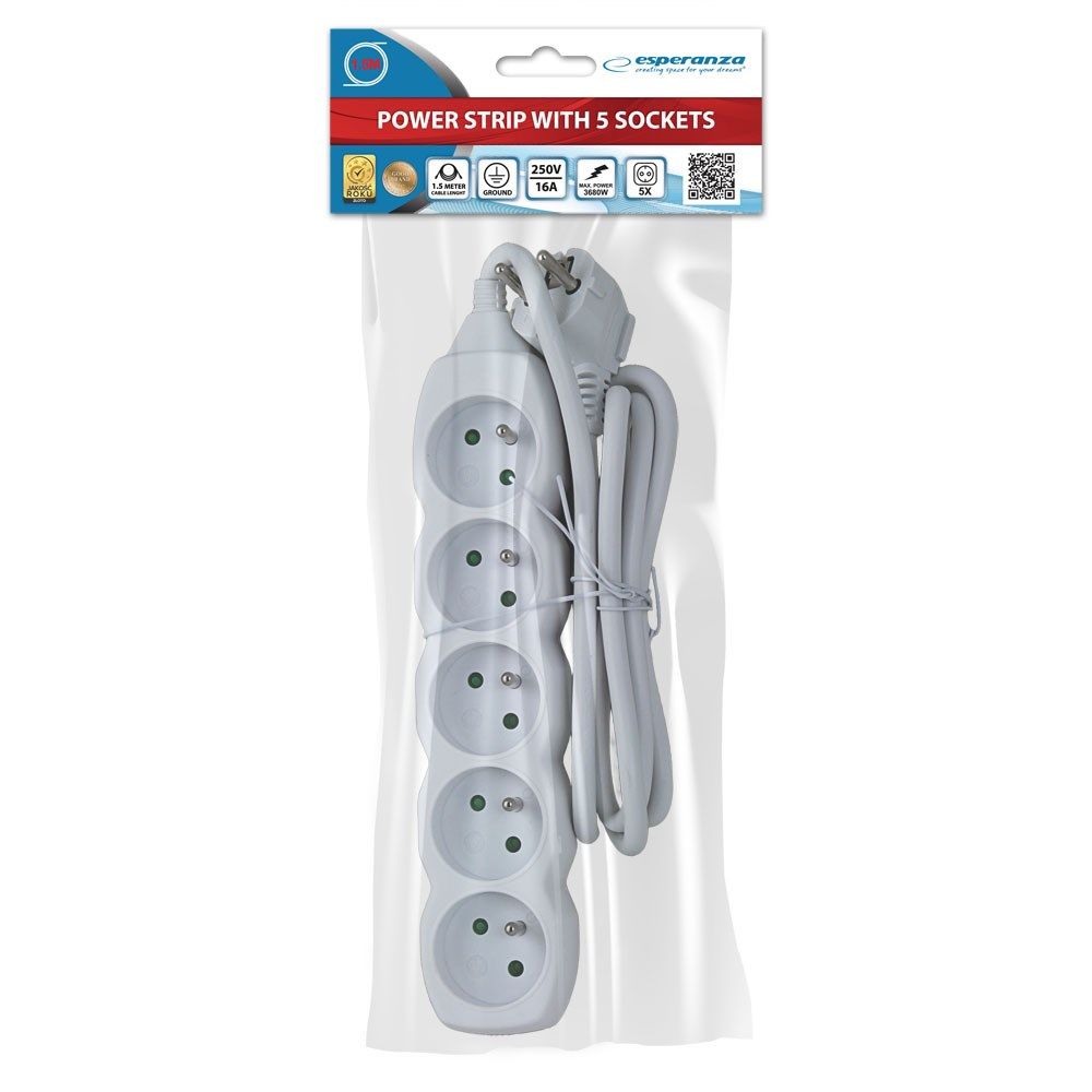 Esperanza ELK207W Power strip 5GN/1.5M White_4