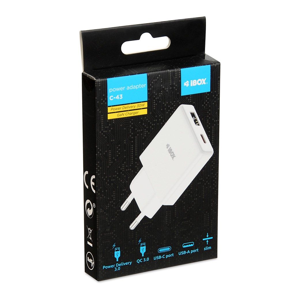 iBOX C-43 Slim GaN PD30W Wall charger  White_6