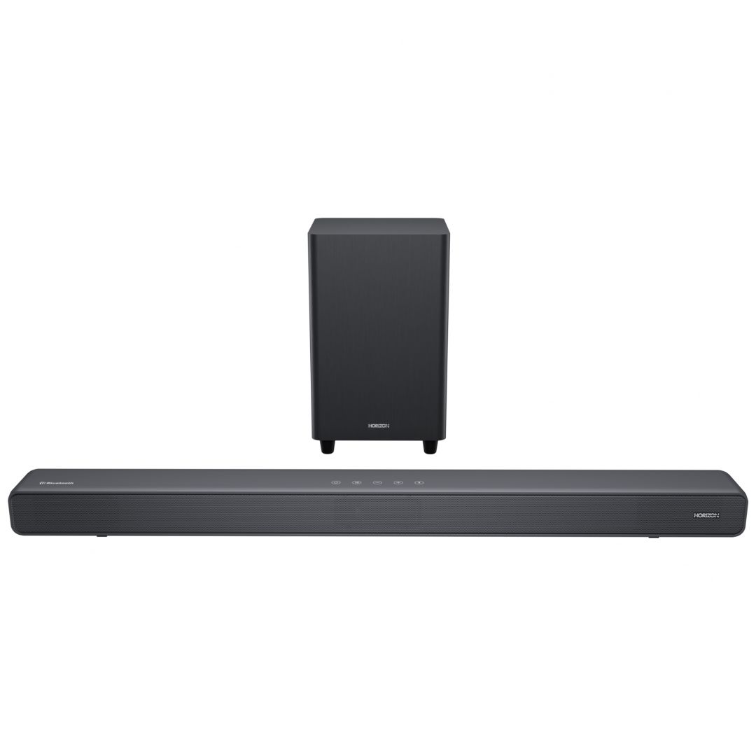 SOUNDBAR HORIZON HAV-S5950W / System 2.1 / Max Audio Power 160W (40W x2 + 80W) / Digital Optical / AUX (3.5mm) / HDMI-ARC (CEC) / BT 5.4 / USB Playback / DOT-Matrix Display / Remote + Button Keys / Impedance: 6Ω x2 + 4Ω / Signal to Noise Ratio (SNR): 73dB / Wall-Mount Ready / Full Size / Titanium_2