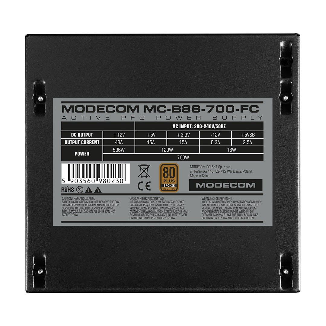 MODECOM Power Supply MC-B88-700-FC 80+ BRONZE 230V EU 700W_5