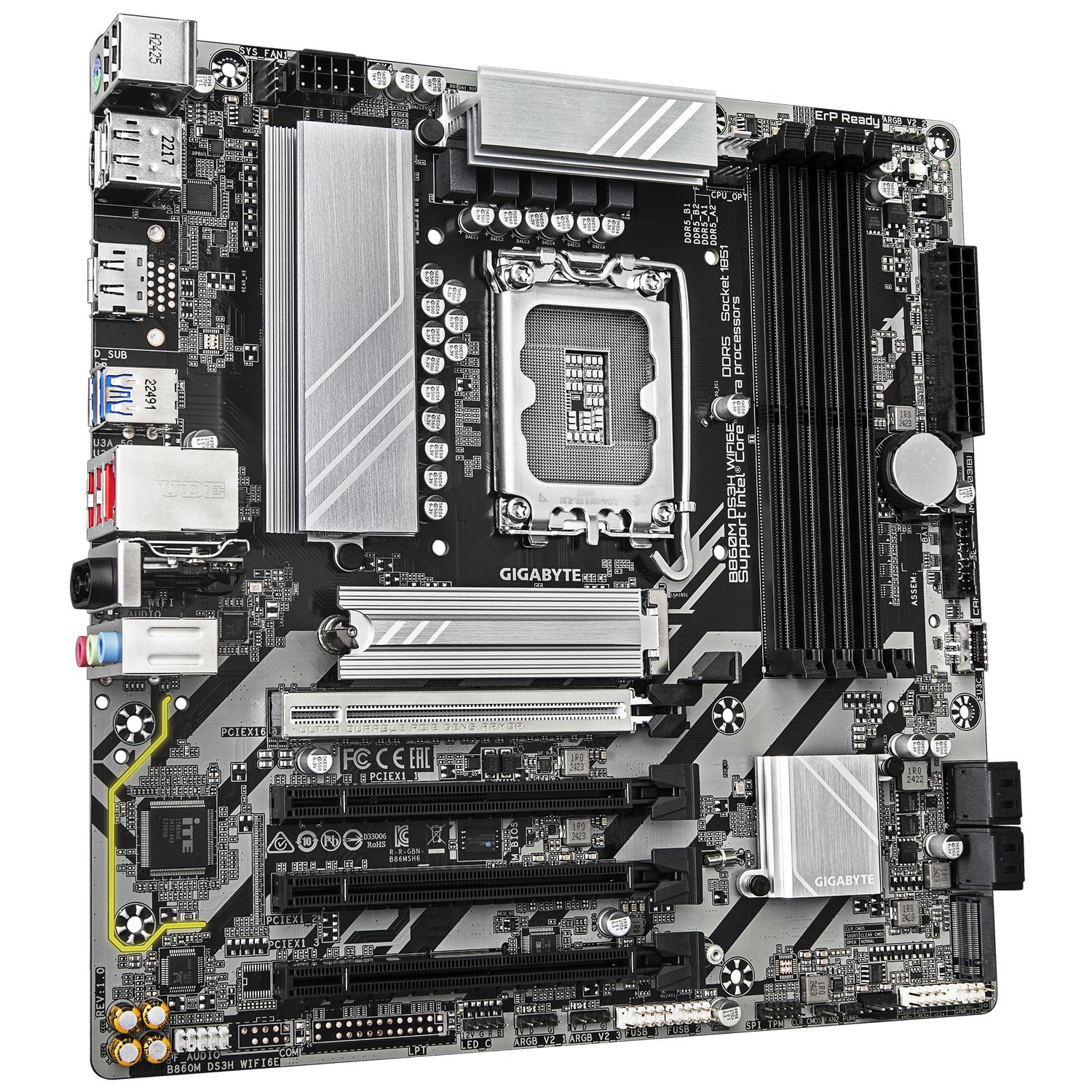 B860M DS3H WIFI6E, LGA1851, DDR5, BT, mATX, Negru/Gri_2