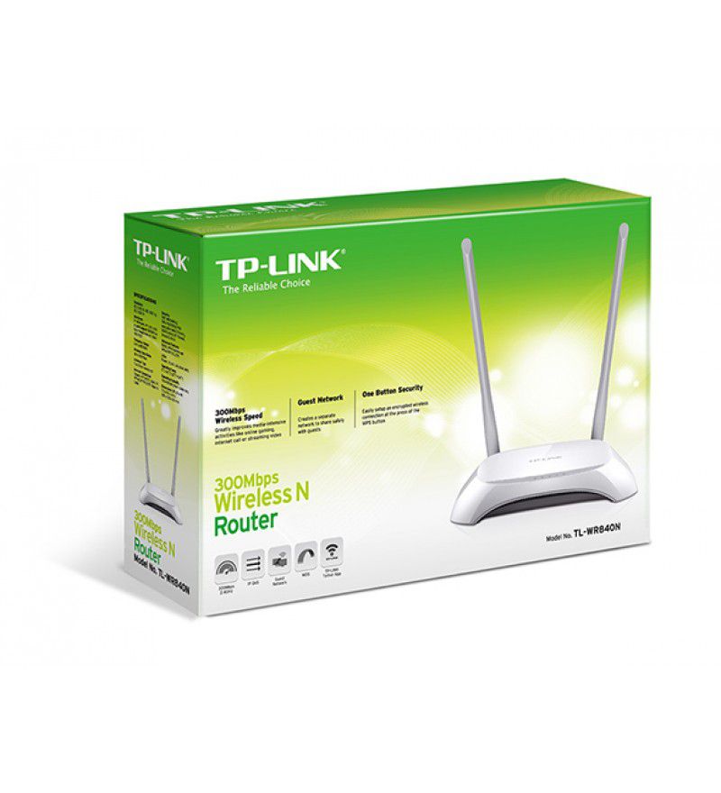 Router Wireless TP-Link TL-WR840N, 1WAN 10/100, 4xLAN 10/100, 2 antene externe, N300, SPI Firewall, WDS Wireless bridge, QoS, buton Wireless ON/OFF, Broadcom, MIMO 2T2R_2