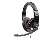 GEMBIRD usb stereo headset rotating music gooseneck microphone inline volume control adjustable headband black/red_1