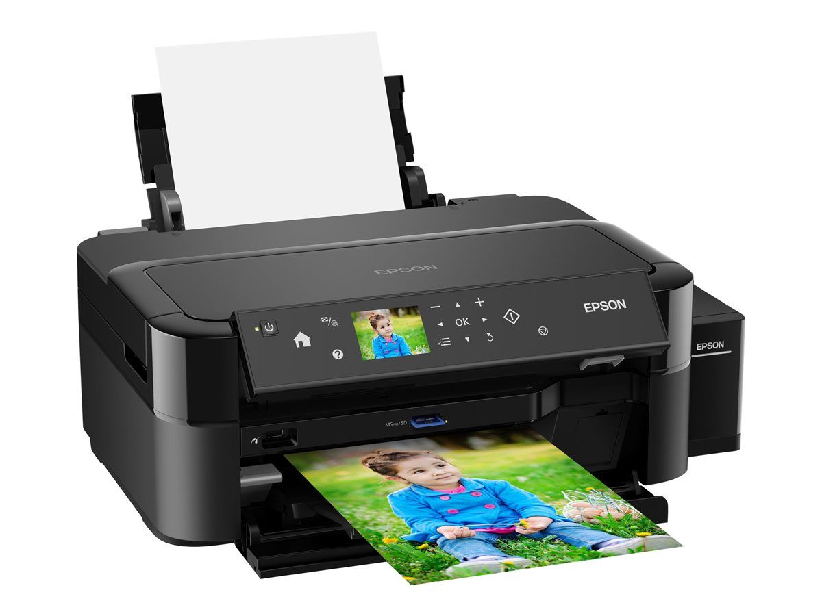 Imprimanta inkjet color CISS Epson L810, dimensiune A4, viteza max 37ppm alb-negru, 38ppm color, rezolutie printer 5760x1440dpi, alimentare hartie 100 coli, Borderless print, CD/DVD print, display LCD color touchpanel 6,9cm, interfata: USB 2.0, cerneala (70ml/culoare inclusa), consumabile: T67314A_7