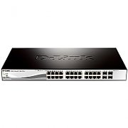 SWITCH PoE D-LINK Smart 24 porturi Gigabit (24 PoE) +  4 porturi combo SFP, IEEE 802.3af/at, carcasa metalica. 