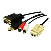 CABLU video LOGILINK, splitter HDMI (T) la VGA (T) + 2 x RCA (T) + USB 2.0, 2m, rezolutie maxima 720p, negru, 